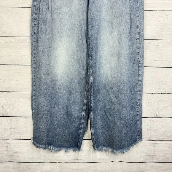 Free People Old West Slouchy Jeans Wide Leg Blue Denim Hi Rise We The Free Sz 27 - Picture 4 of 10